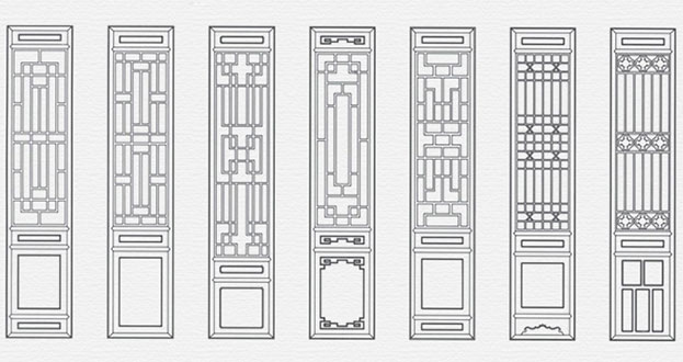 宁强常用中式仿古花窗图案隔断设计图